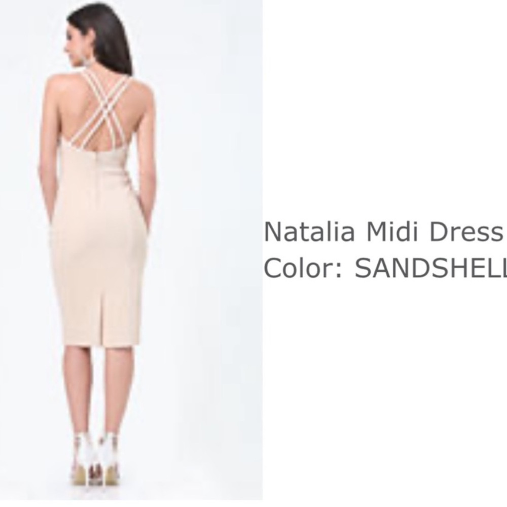 NWT BEBE NATALIA DRESS IN SANDSHELL